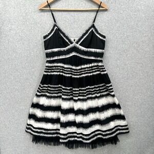 BCBG Maxazria Woven Black White Sequins Tulle A-line Party Cocktail Dress Size 8